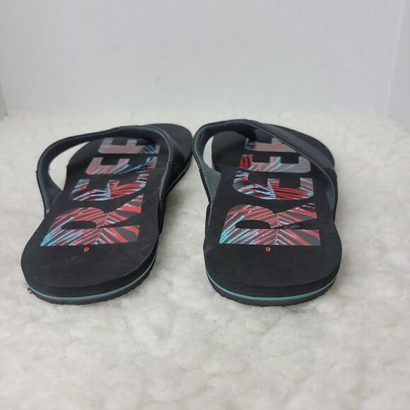 Reef Mens Newport Mens Sandals Size 6 Prints Comfort Slip On Black Flip Flops - Picture 5 of 10